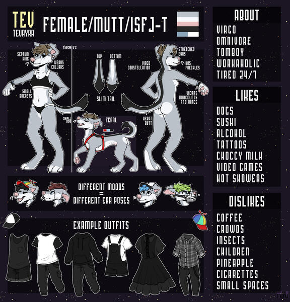 Two views with a feral form, 6 close-ups, 3 accessories and 6 outfits